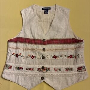 vrg eagle eye vest large cotton/linen quilt style